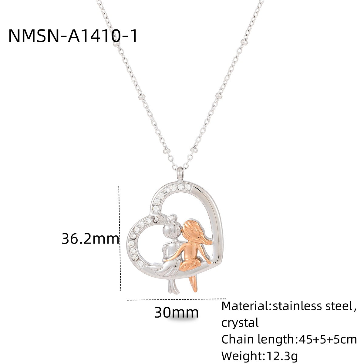 Collar con Colgante Minimalista de Acero de Titanio en Forma de Corazón para Mujer con Incrustaciones de Diamantes de Imitación y Acabado Chapado