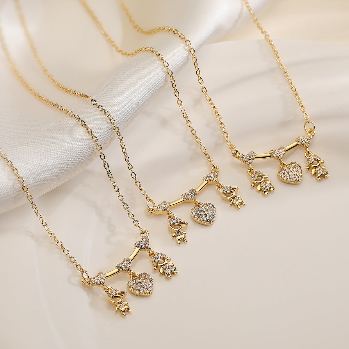 Minimalist Geometric Pendant Necklace for Women and Men, Copper Base with Real Gold Plating and Zircon Inlay, Delicate Clavicle Chain