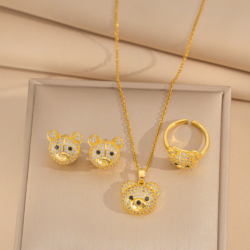 Set di collane da donna minimaliste geometriche in acciaio al titanio con catena a serpente e zirconi micro-pavé