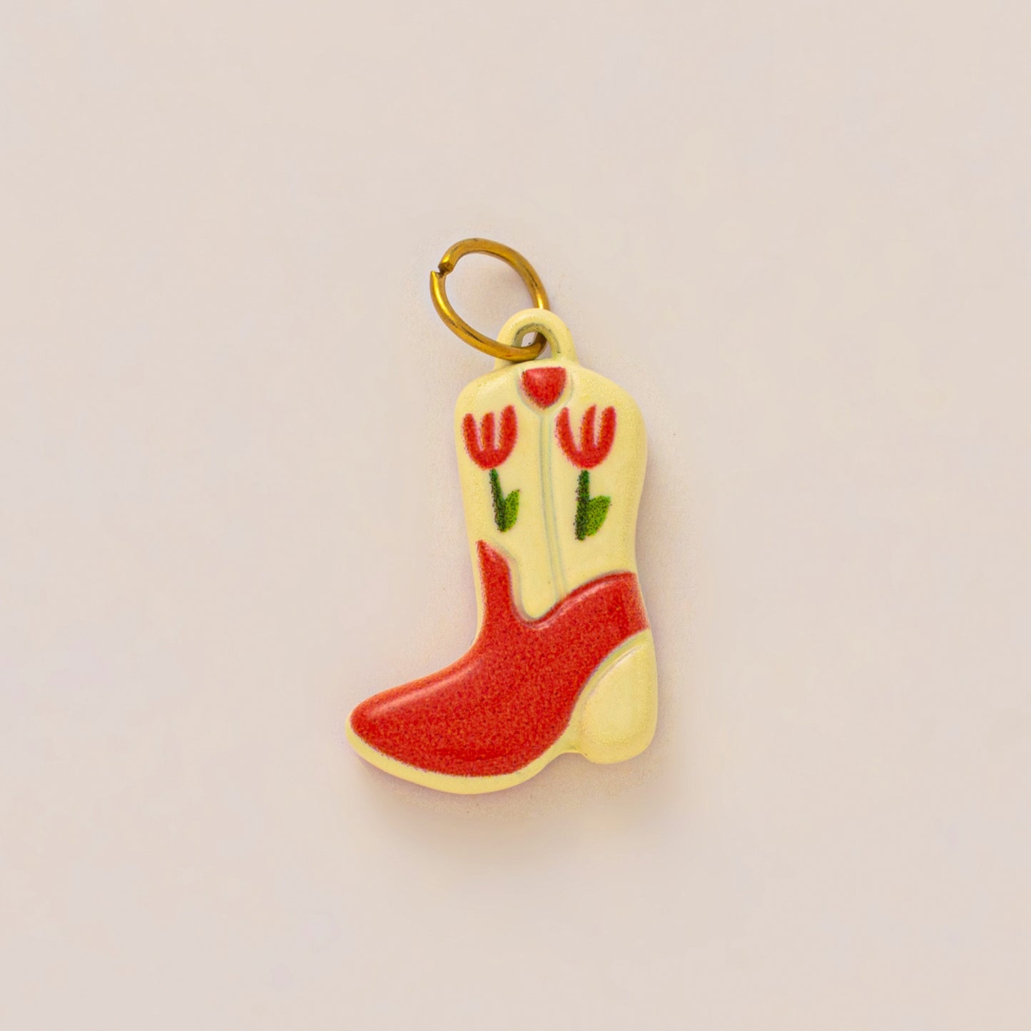 Vintage 18K Gold Plated Stainless Steel Floral Cat Charm Bar