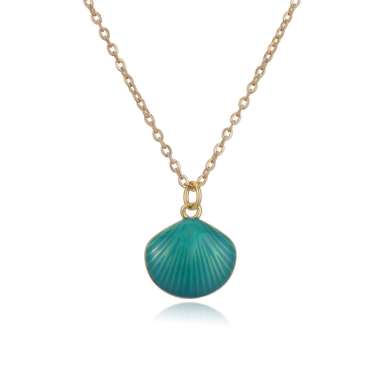 Minimalist Irregular Geometric Shell Pendant Necklace for Women with Copper Base and 18K Gold Plating and Enamel Finish