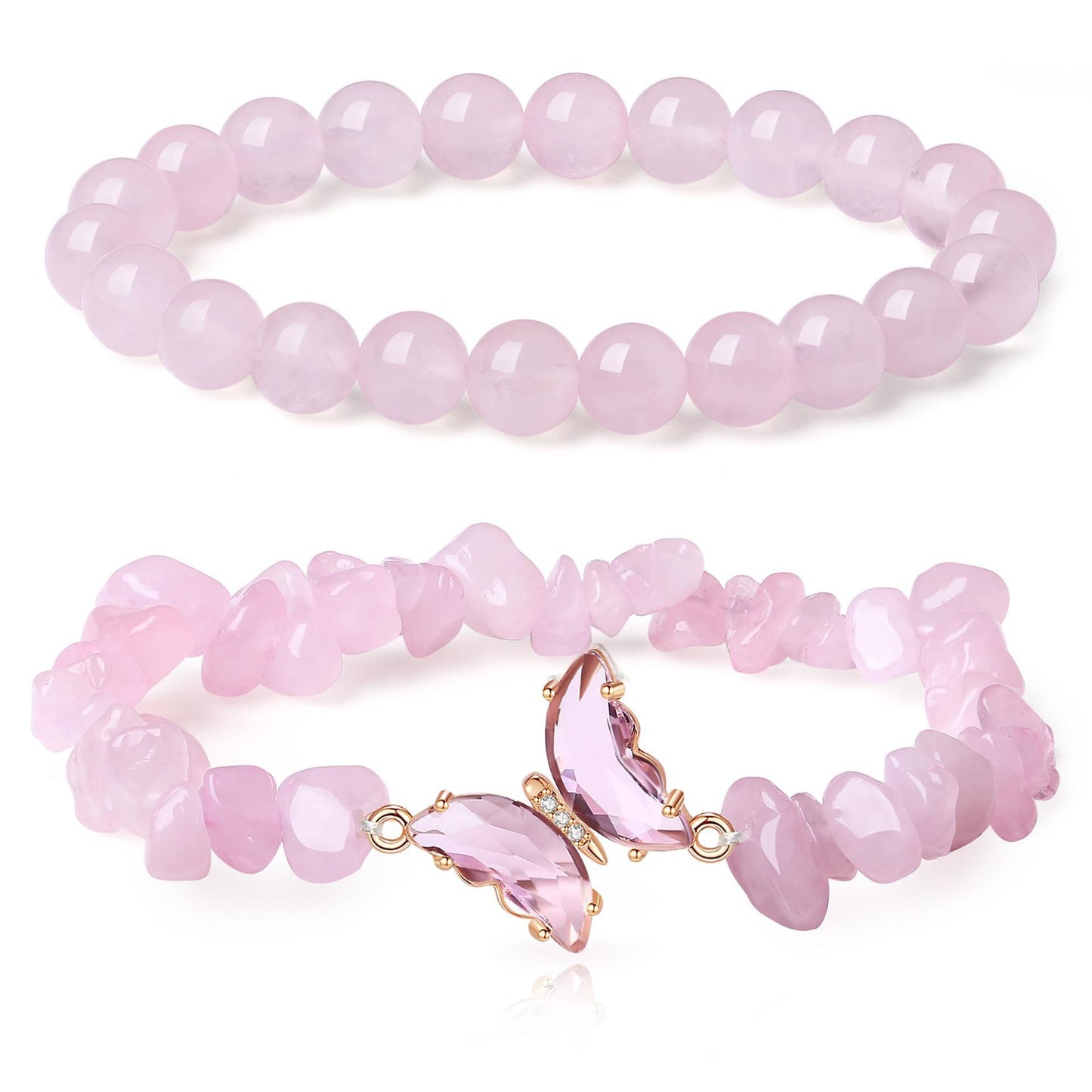 Minimalist Butterfly Geometric Crystal Charm Bar Bracelet Set