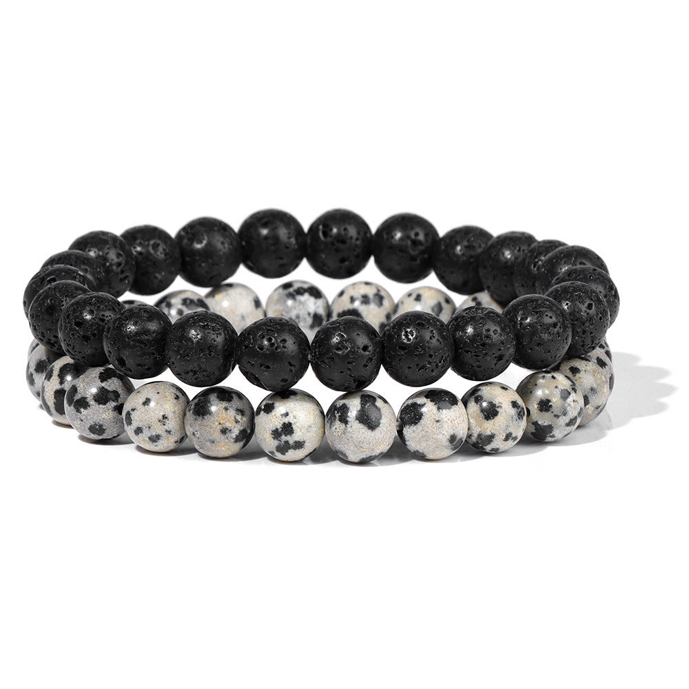 Vintage Business Geometric Natural Gemstone Beaded Bracelet Set for Unisex