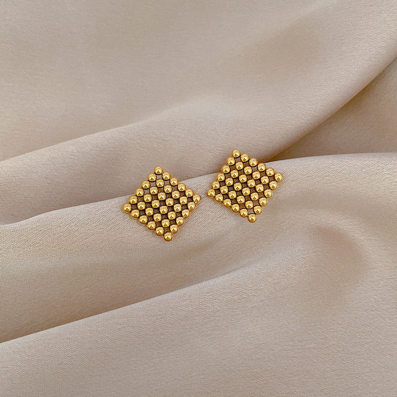 Minimalist Geometric Titanium Steel Stud Earrings for Women Cold Tone Elegant Party Jewelry