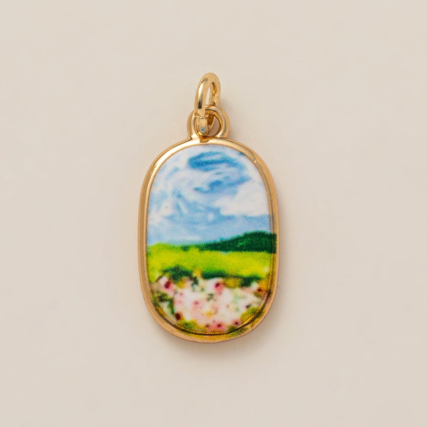 Heart Floral Plated Brass Charm Bar