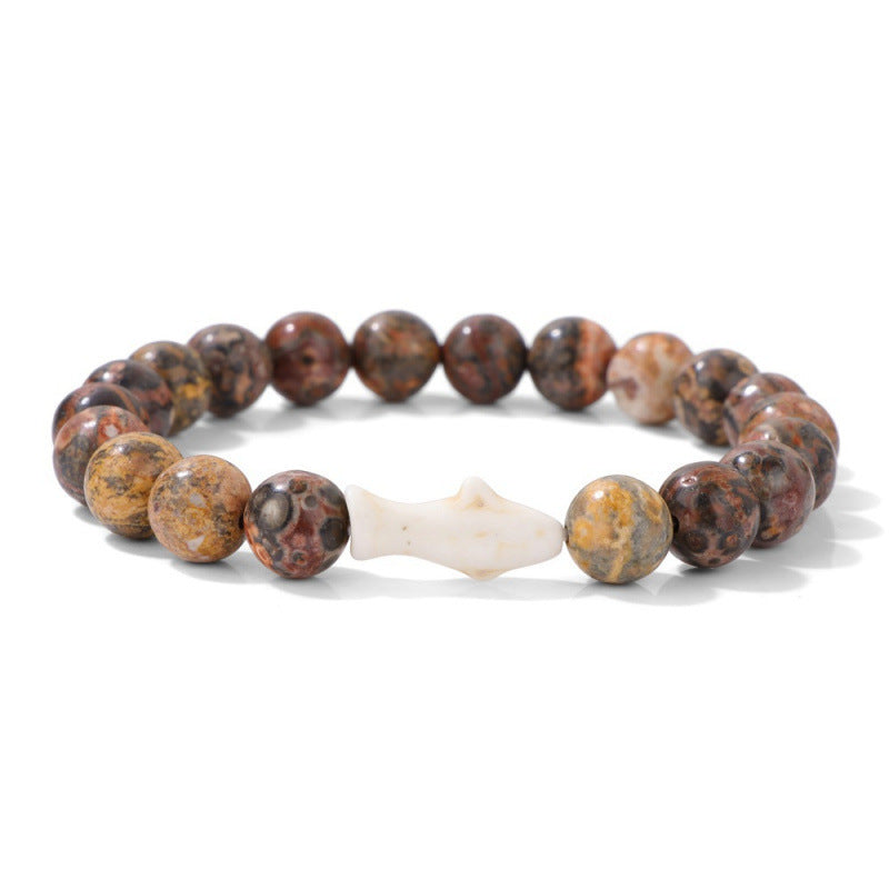 Minimalist Sweet Natural Turquoise Crystal Agate Animal Beaded Stretch Bracelet