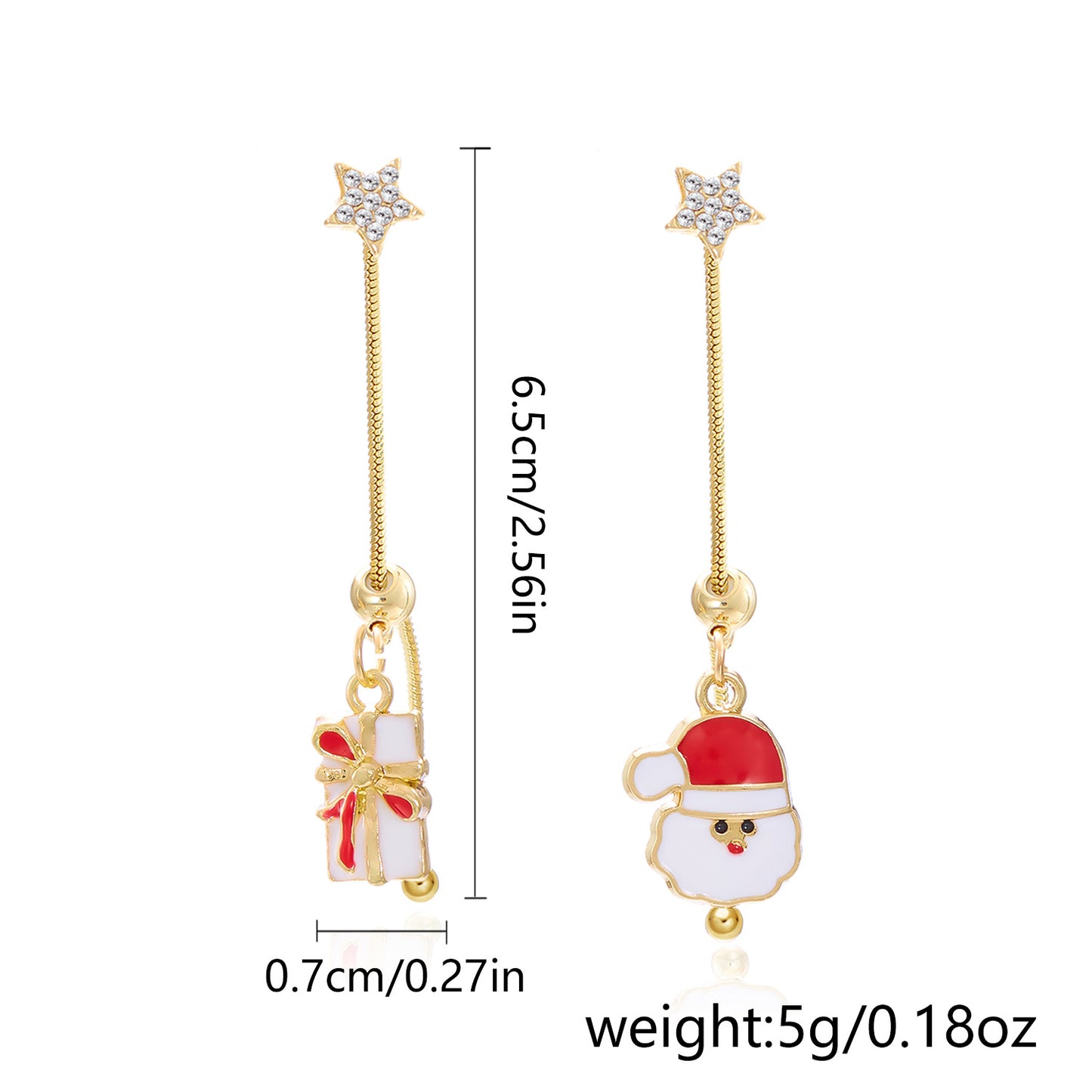 Pendientes de personaje de dibujos animados de Navidad lindos para mujer, aleación con acabado esmaltado, con diseño de Papá Noel, árbol de Navidad y caja de regalo