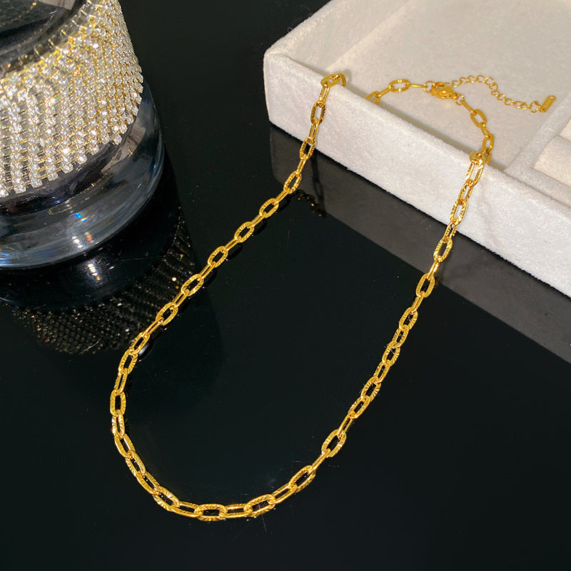 Minimalist Sporty Sweet Square Floral Plated Titanium Steel Necklace with Brass Pendant for Women
