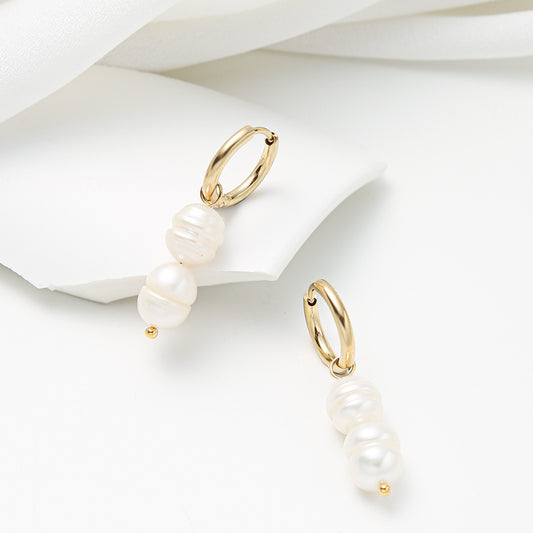 Pendientes minimalistas de aleación con forma de lágrima e incrustaciones de perlas para mujer