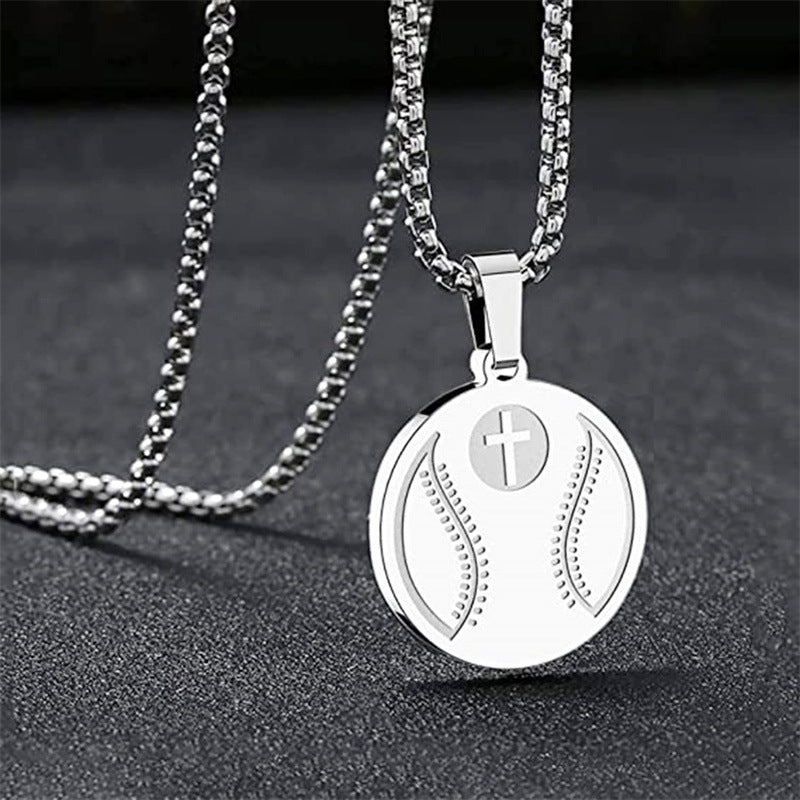 Minimalist Geometric Stainless Steel Pendant Necklace with Titanium Steel Charm and Electroplated Finish for Unisex Sports Style