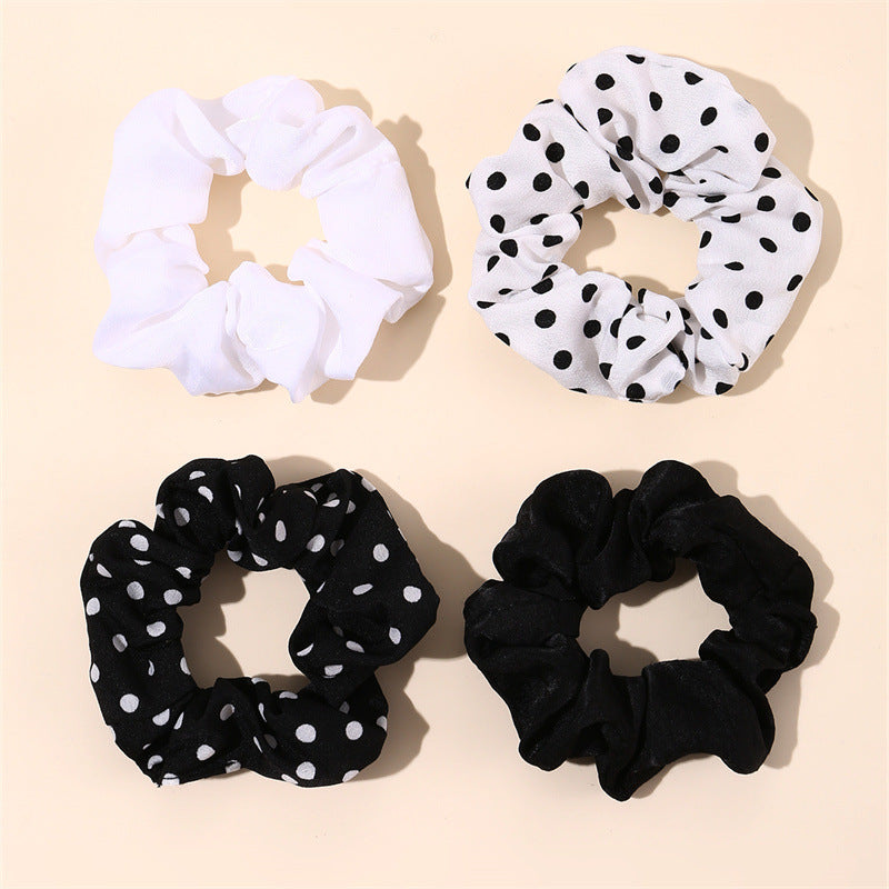 Set di elastici per capelli minimalisti a pois da bambina con motivo a margherita e texture a maglia in tessuto