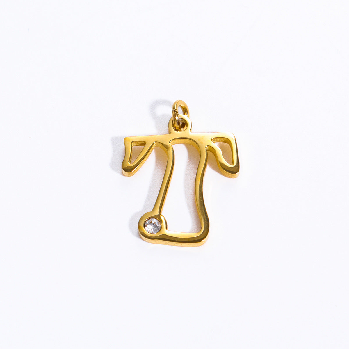 Sweet Stainless Steel Letter Pendant Necklace with Pearl and Cubic Zirconia