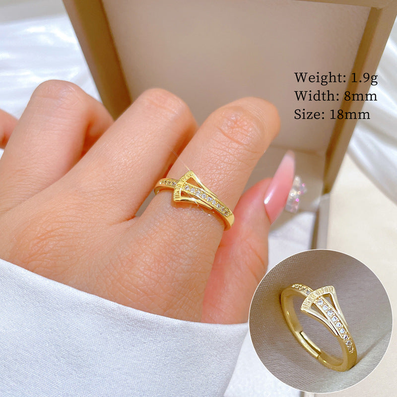 Anello in ottone a forma di corona in stile cartone animato con placcatura in oro da donna, gioielli minimalisti con fascia aperta regolabile