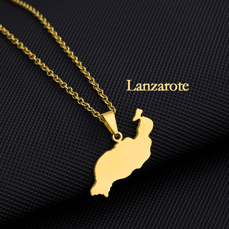 Collar con colgante geométrico de acero inoxidable con dije de acero de titanio y acabado galvanizado para uso unisex