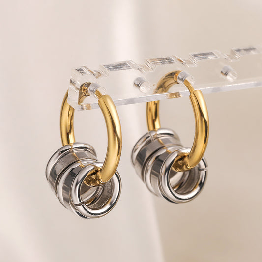 Minimalist 18K Gold Plated Geometric Round Stainless Steel Earrings for Women