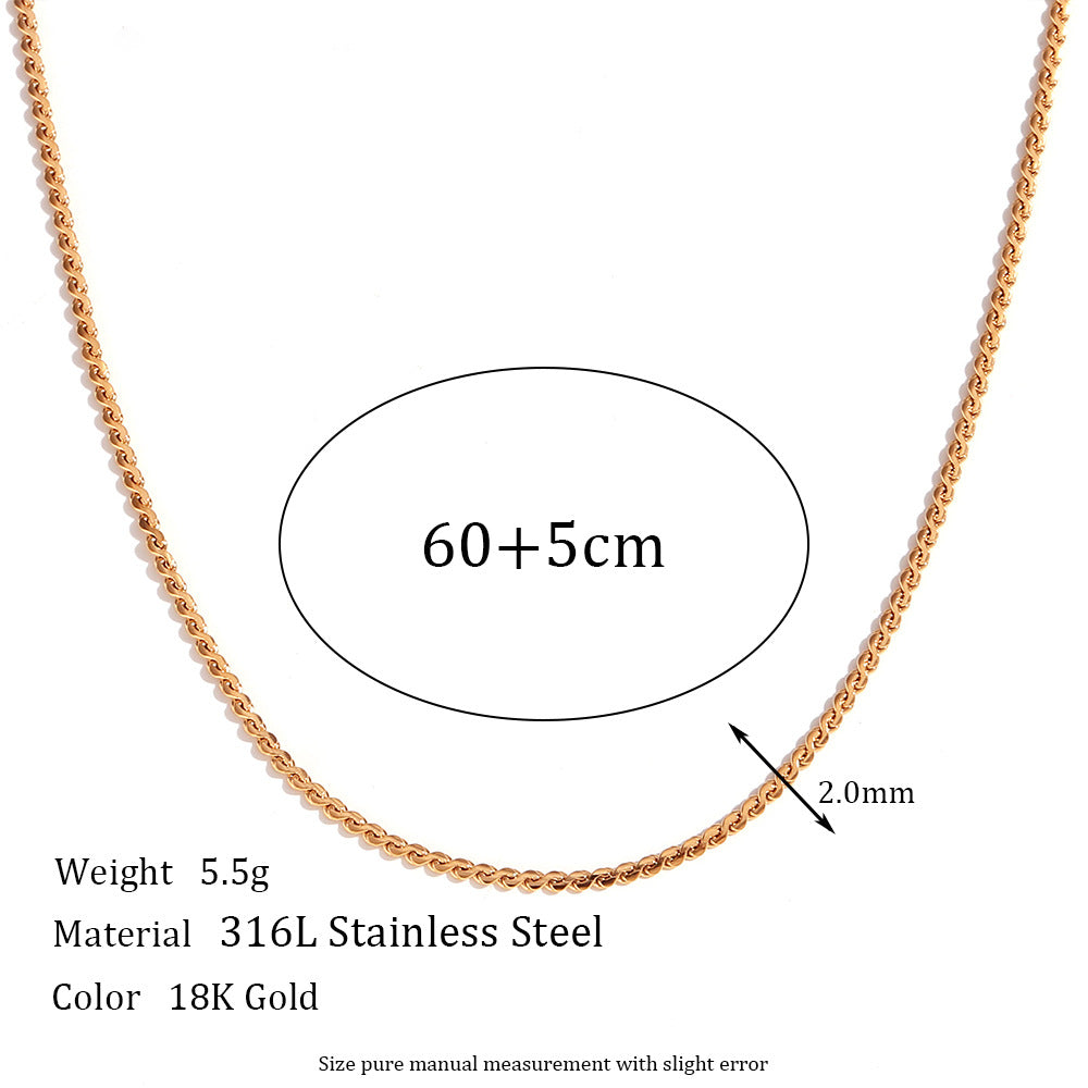 Conjunto de collar de acero de titanio geométrico minimalista con cadena de acero inoxidable bañada en oro de 18K para mujer