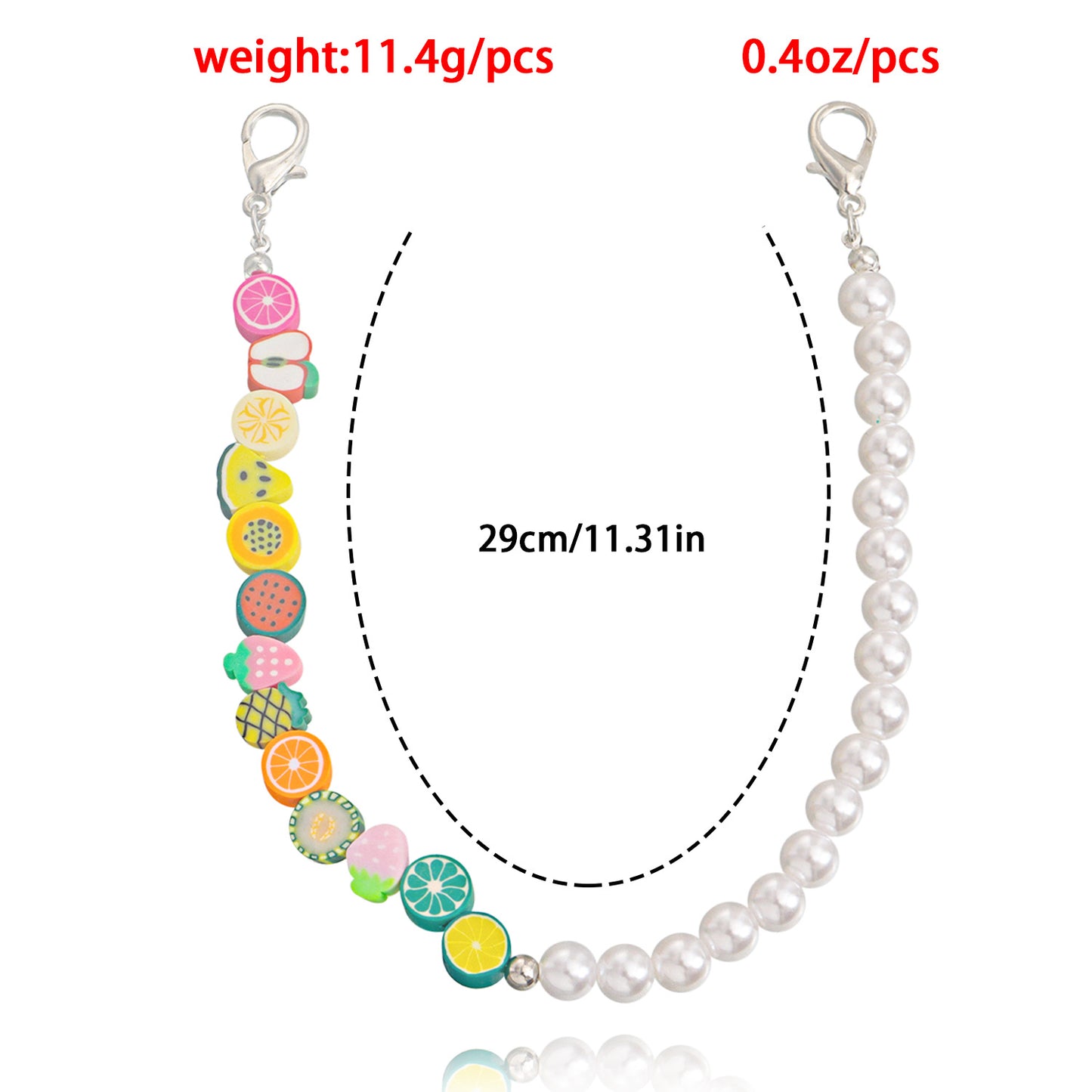 Minimalist Geometric Alloy Anklet with Colorful Polymer Clay Fruit and Imitation Pearl Accents for Women