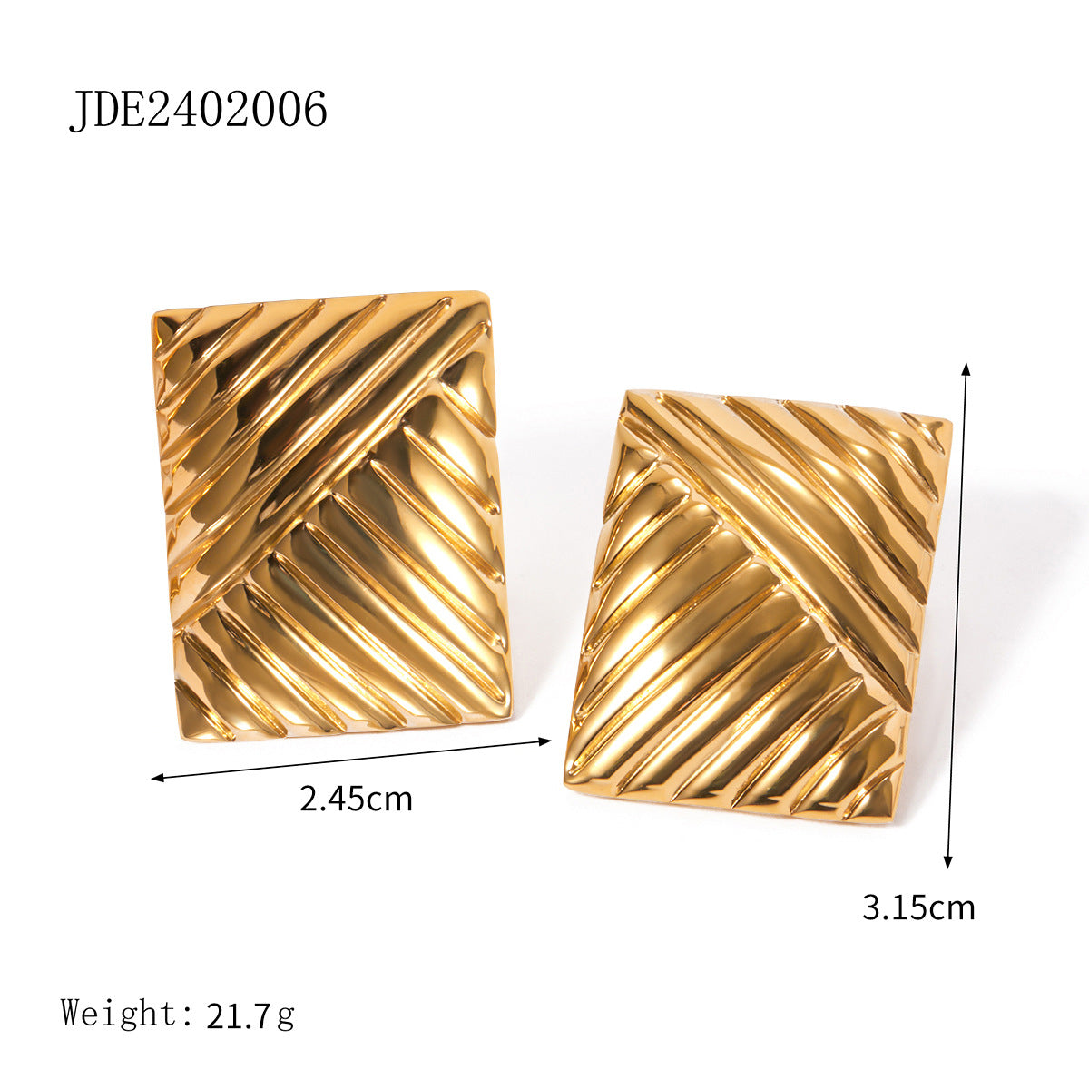 Minimalist Geometric Stainless Steel Earrings with 18K Gold Plating for Women