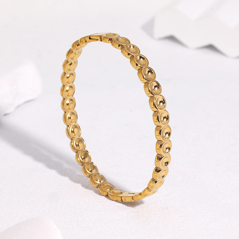 Minimalist Elegant Gold Plated Round Geometric Stainless Steel Bracelet for Women