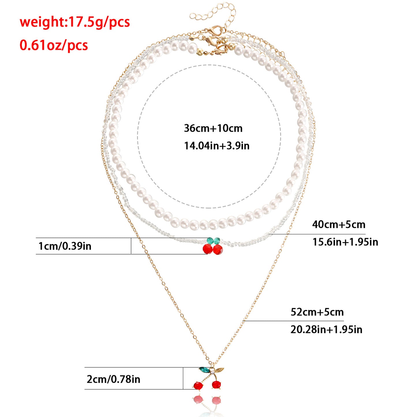 Sweet Minimalist Cherry-Shaped Alloy Pendant Necklace with Gold Plating for Women