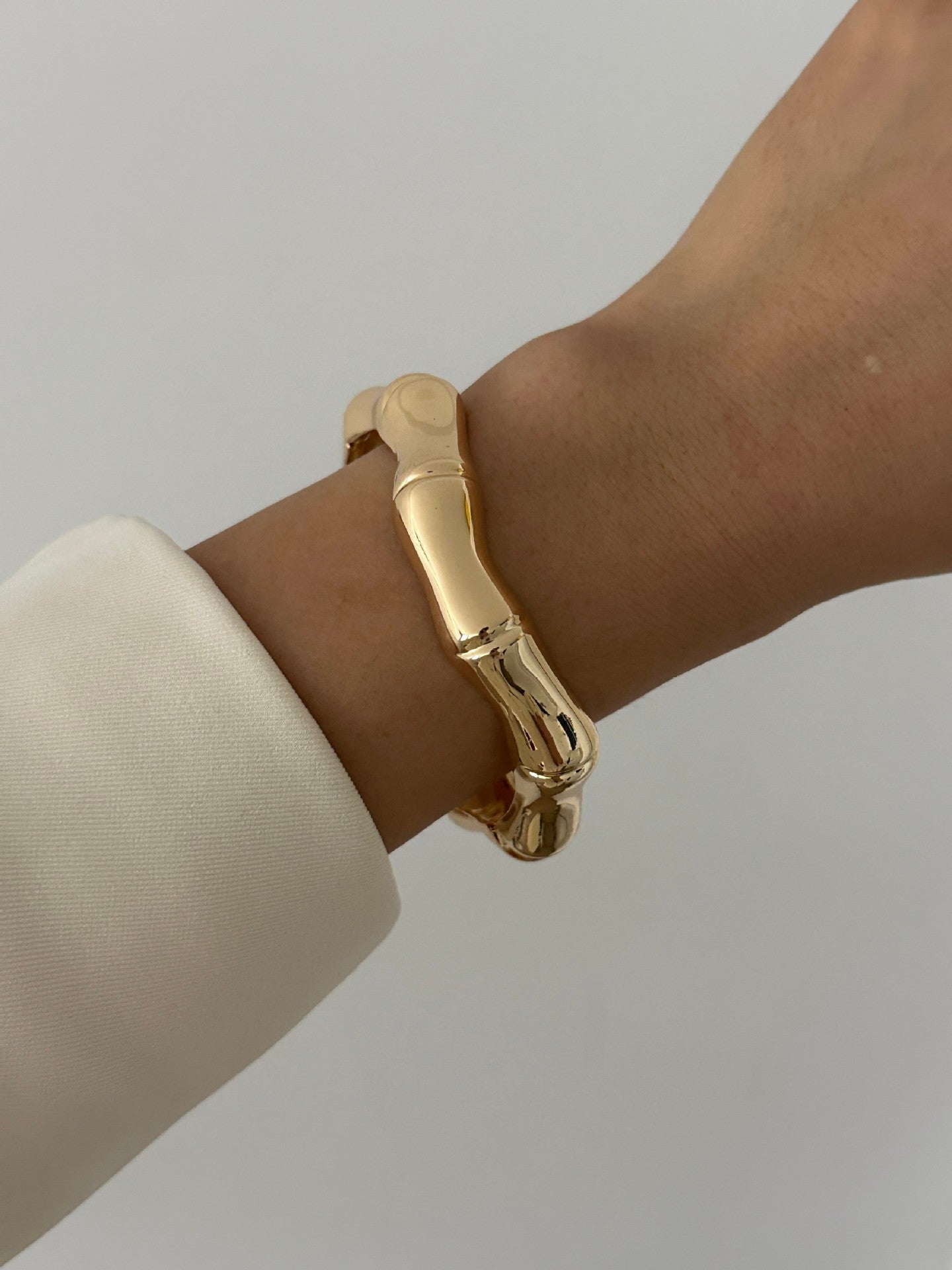 Pulsera Abierta de Puño con Nudo de Bambú de Aleación Geométrica, de Goteo de Aceite, de Lujo Vintage