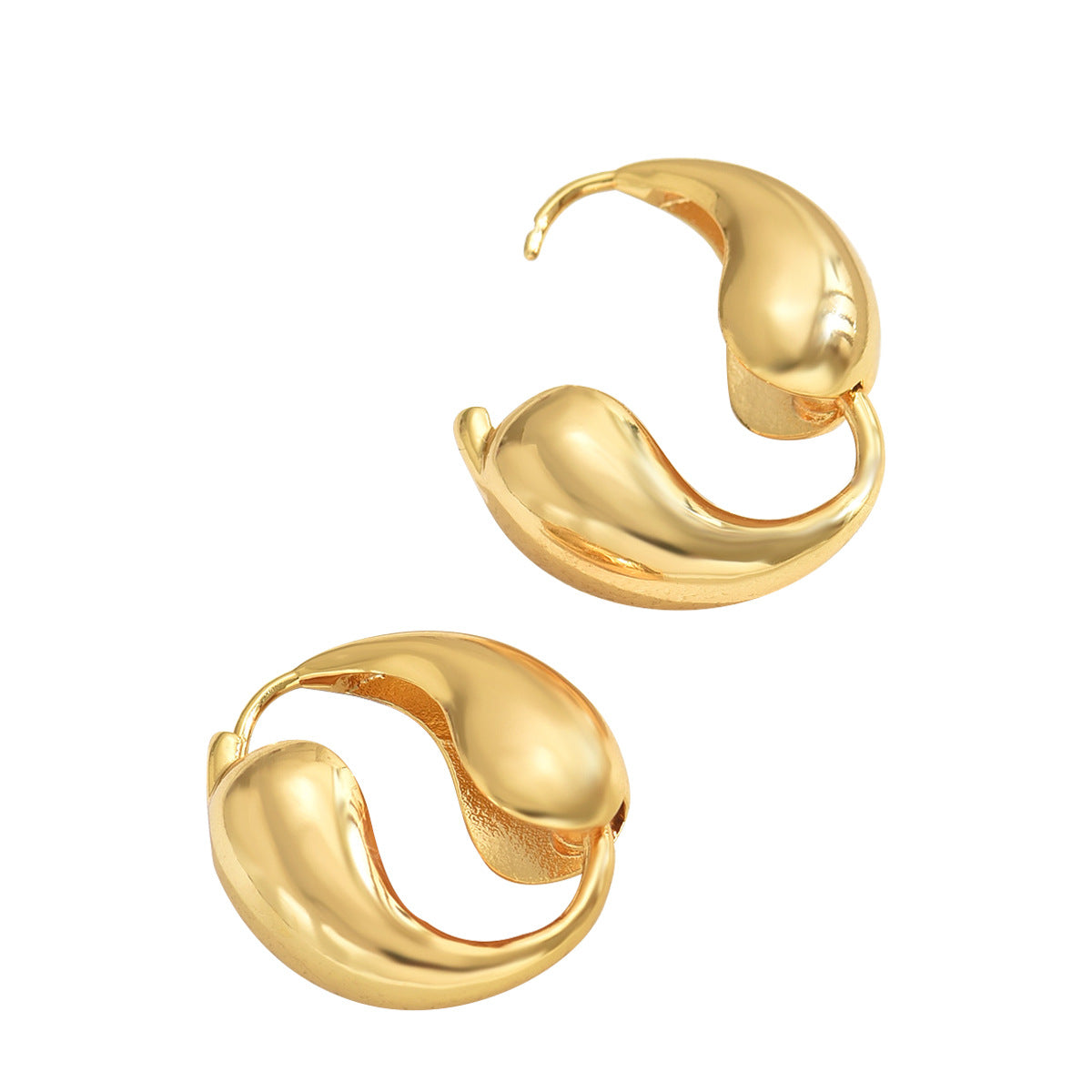 Pendientes de aro geométricos minimalistas de cobre con acabado galvanizado para mujer