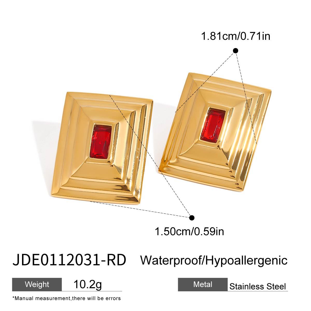 Luxury Minimalist Geometric Square Plated Stainless Steel Earrings for Women