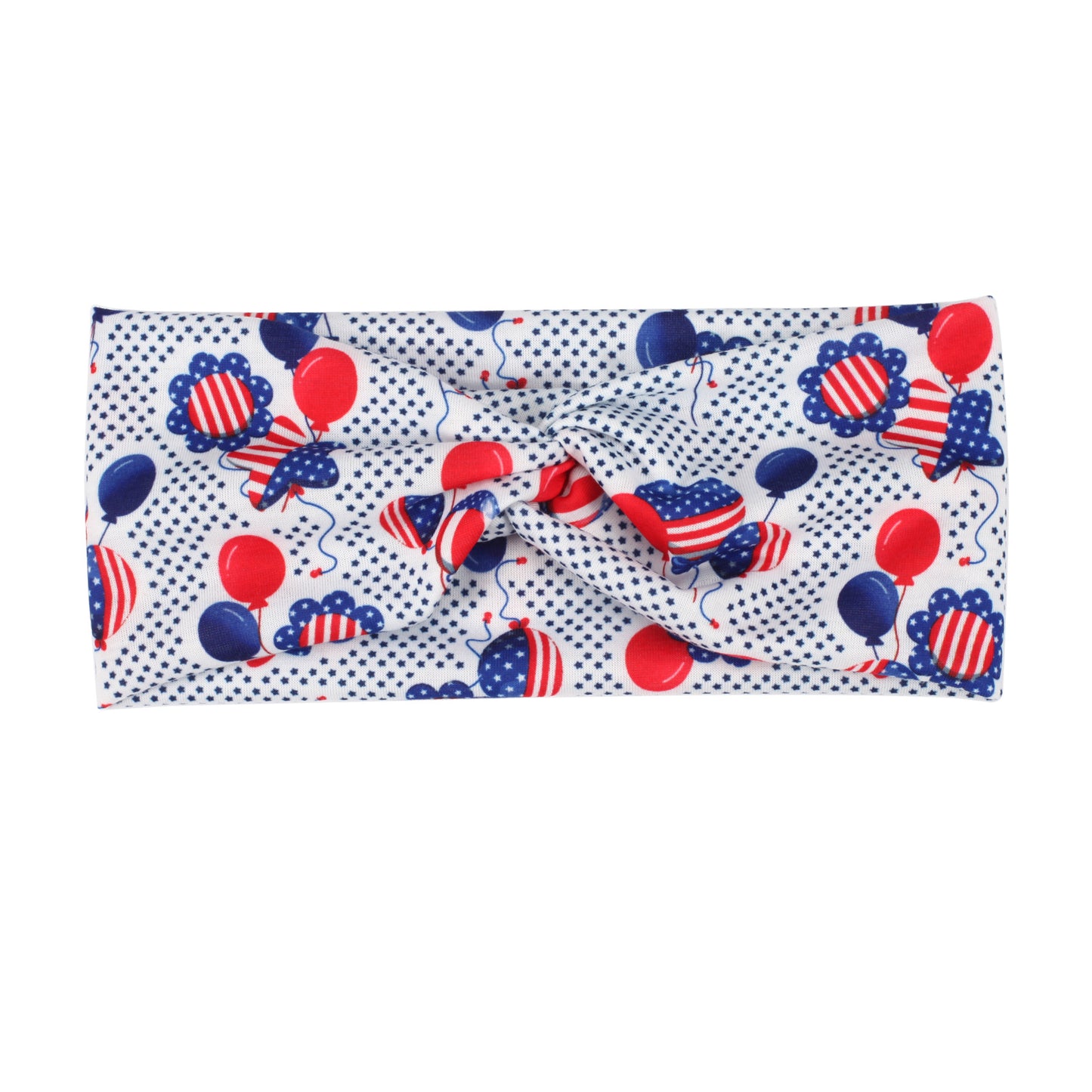 Fascia per Capelli Sportiva Stampa Foglie Bandiera Americana Rosso Bianco Blu a Strisce per Yoga Fitness Festa