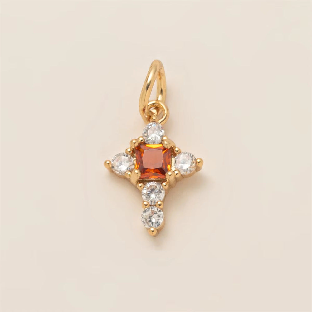 Vintage 18K Gold Plated Stainless Steel Star Eye Charm Bar