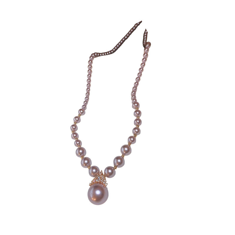 Set collana con pendente a perla rotonda minimalista placcato oro con orecchini abbinati a lobo da donna