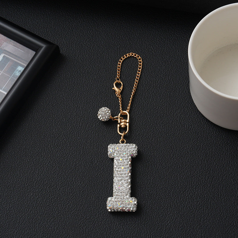Luxury Rhinestone Letter Pendant Resin Charm for Car Cup Chain