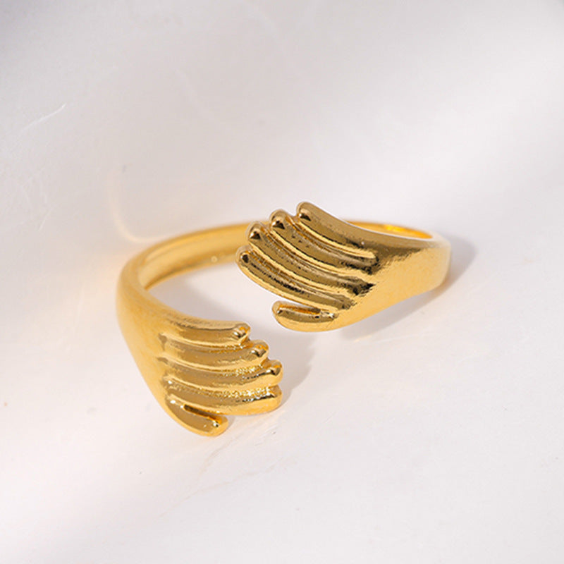 Anello Aperto Regolabile in Acciaio Inossidabile con Finitura Lucida per Uomo e Donna, Stile Fascia Geometrica Minimalista