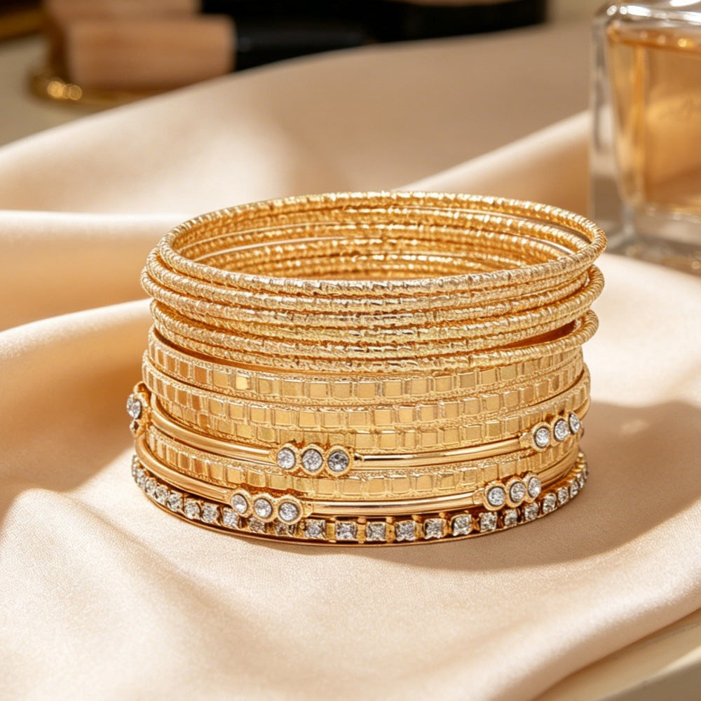 Bohemian Multi-Layer Plated Alloy Bracelet Set for Women