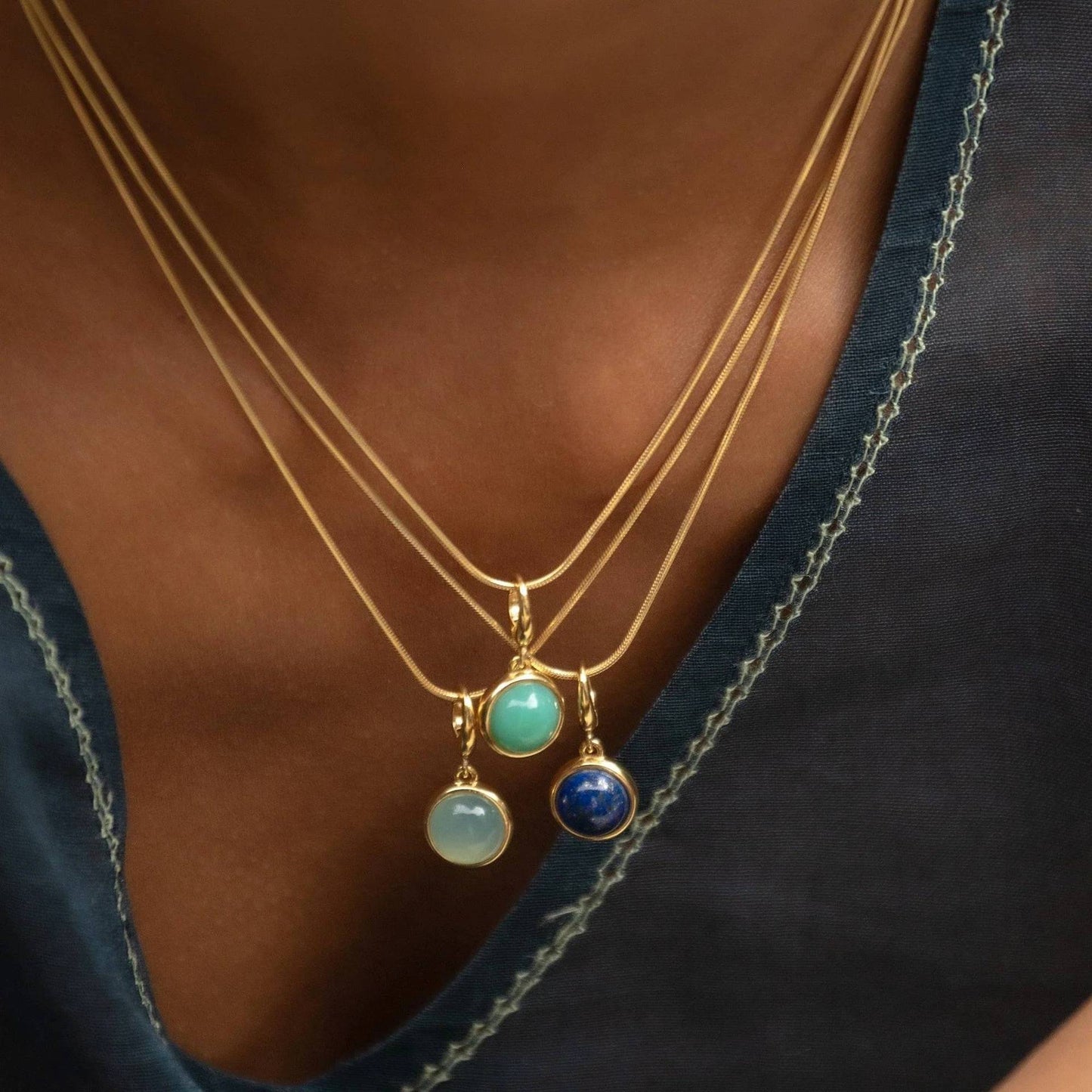 Minimalist Geometric Agate Stainless Steel Pendant 18K Gold PVD Plated Cable Chain Necklace for Unisex DIY Charm Bar