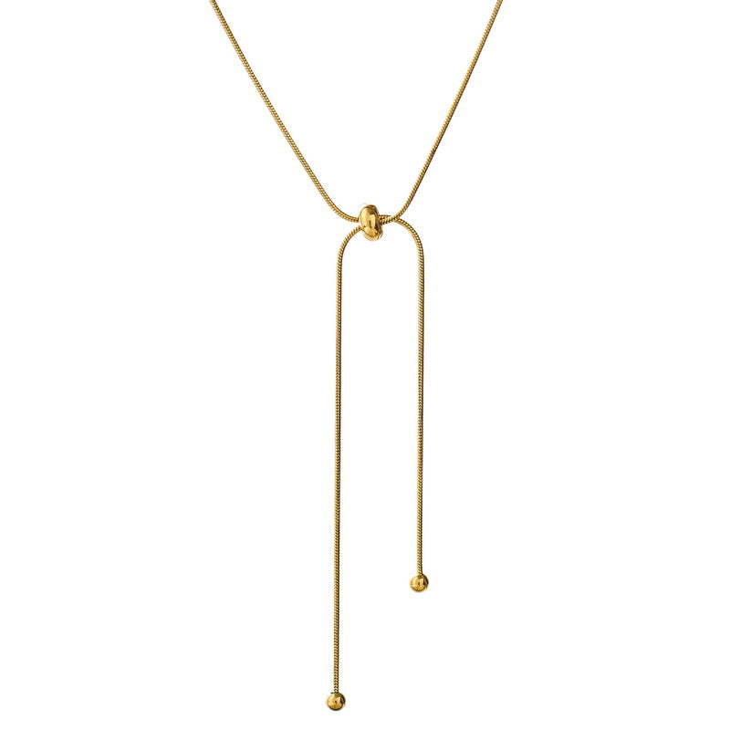 Collana regolabile con fiocco per uomo e donna in acciaio al titanio con finitura galvanizzata Design originale minimalista