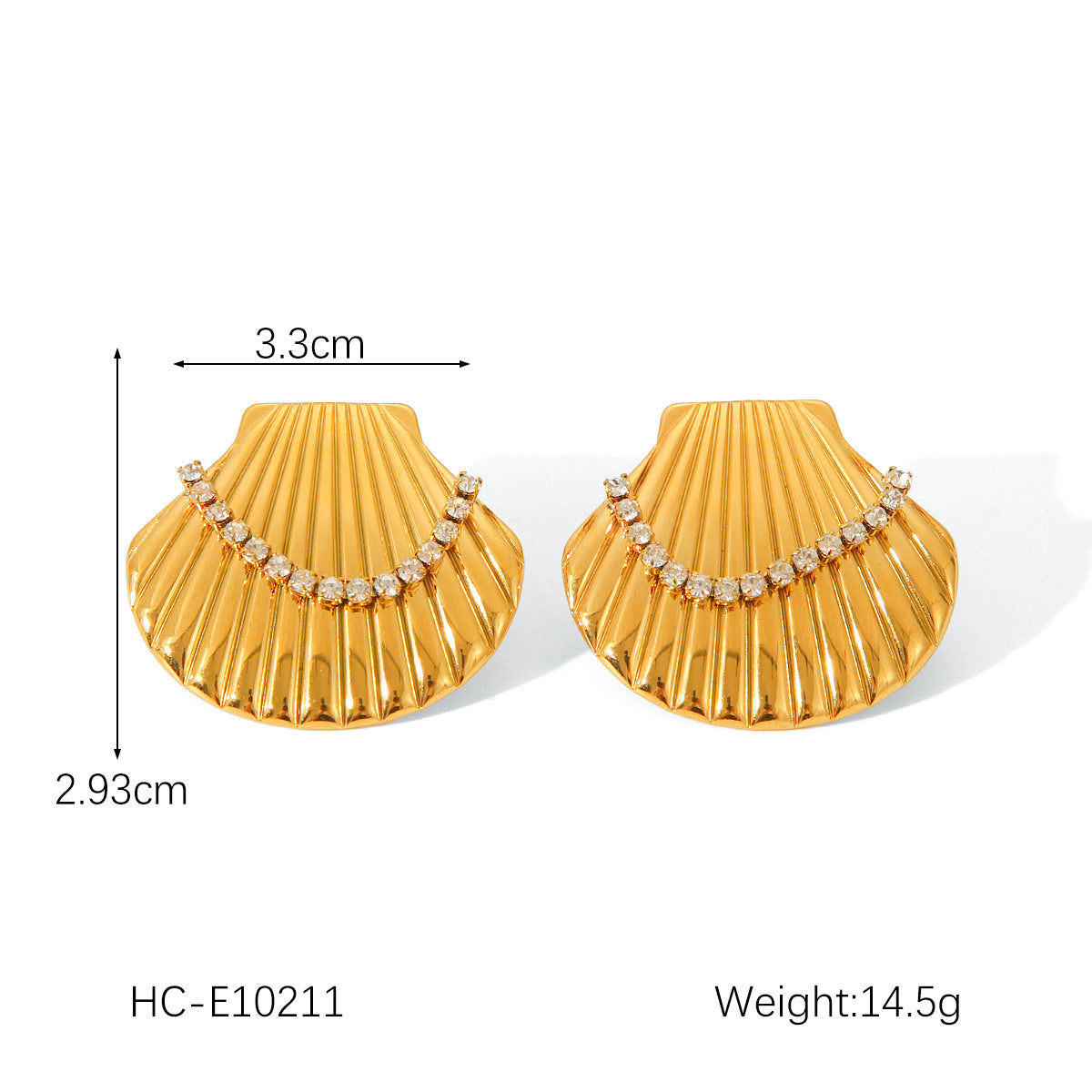 Ins Style Seashell and Starfish Shaped Titanium Steel Earrings with 18K Gold Plating for Women