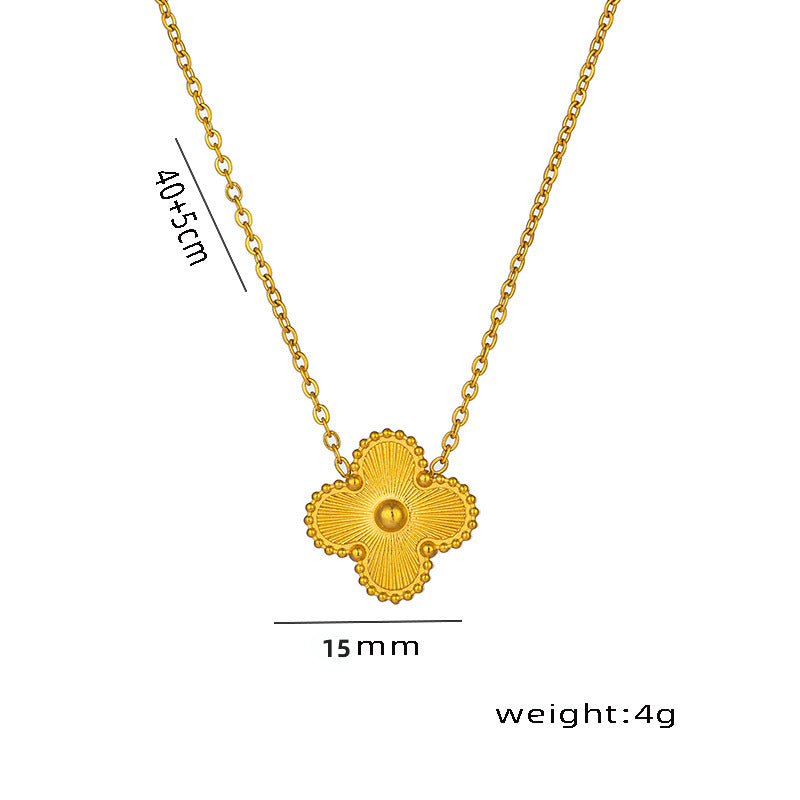 Fashionable Four-Leaf Clover Clavicle Necklace Set for Women in Titanium Steel with Laser Finish and Geometric Design