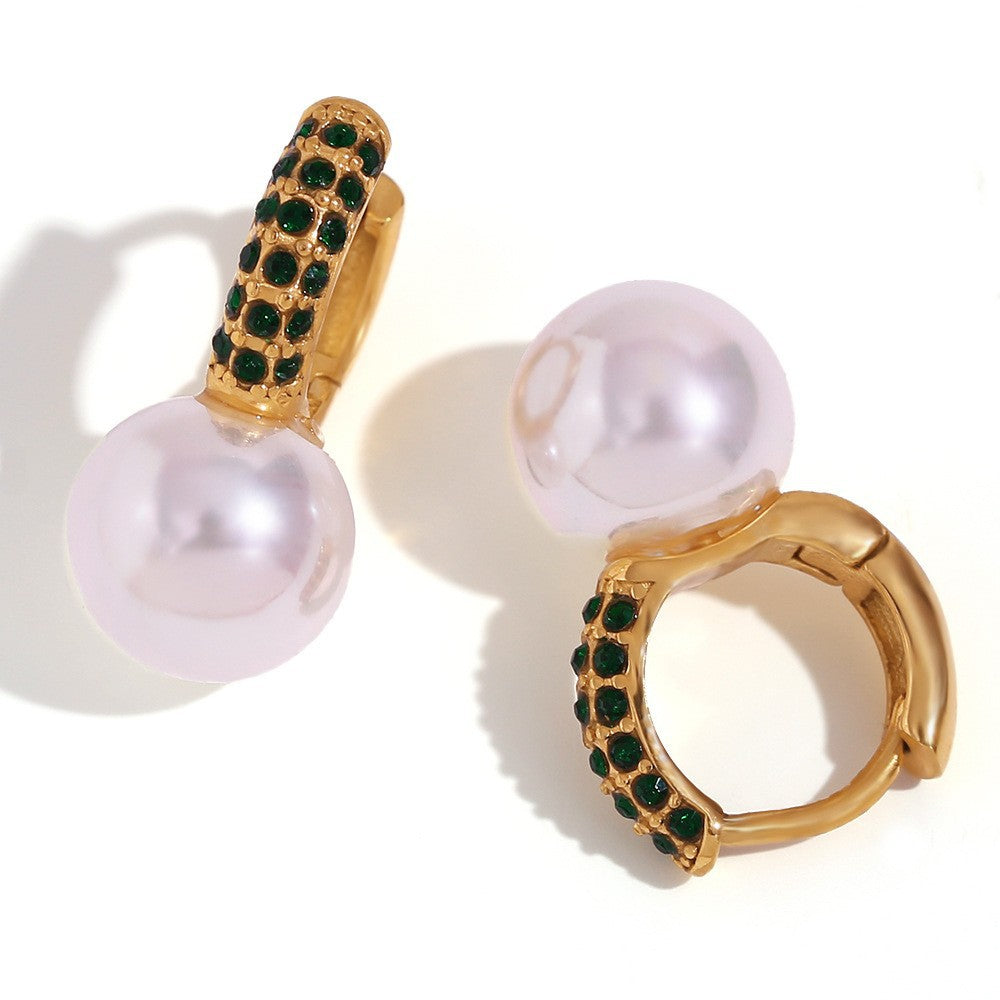 Orecchini a cerchio da donna in stile vintage con geometria a U in acciaio al titanio, placcati oro 18 carati e inserti in acrilico