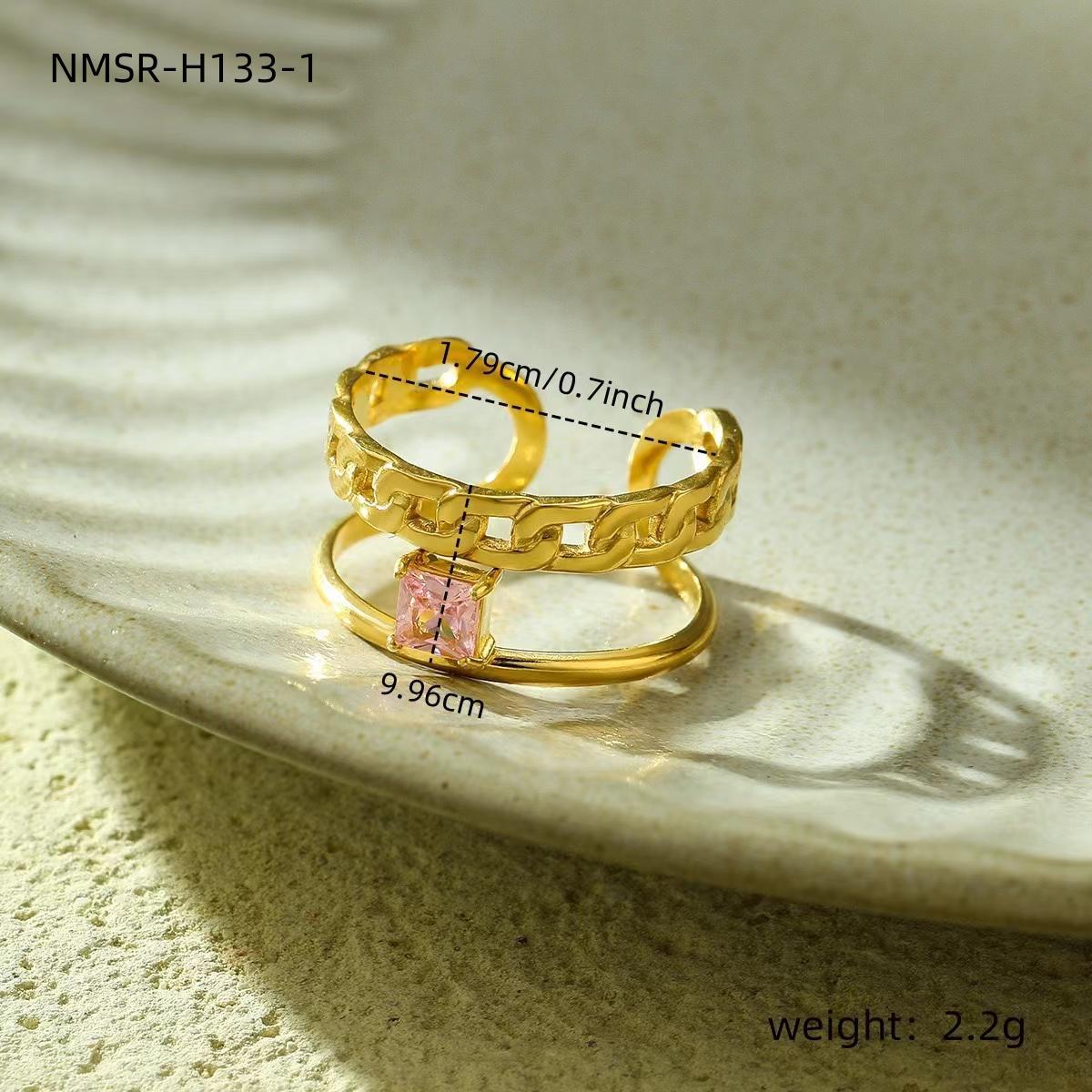 Anello da donna minimalista con cuore aperto in acciaio al titanio placcato oro, stile vintage francese, con accenti di strass rosa