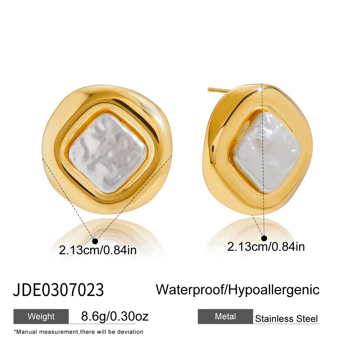 Pendientes de tuerca minimalistas geométricos de acero inoxidable con acabado chapado y adorno floral para mujer