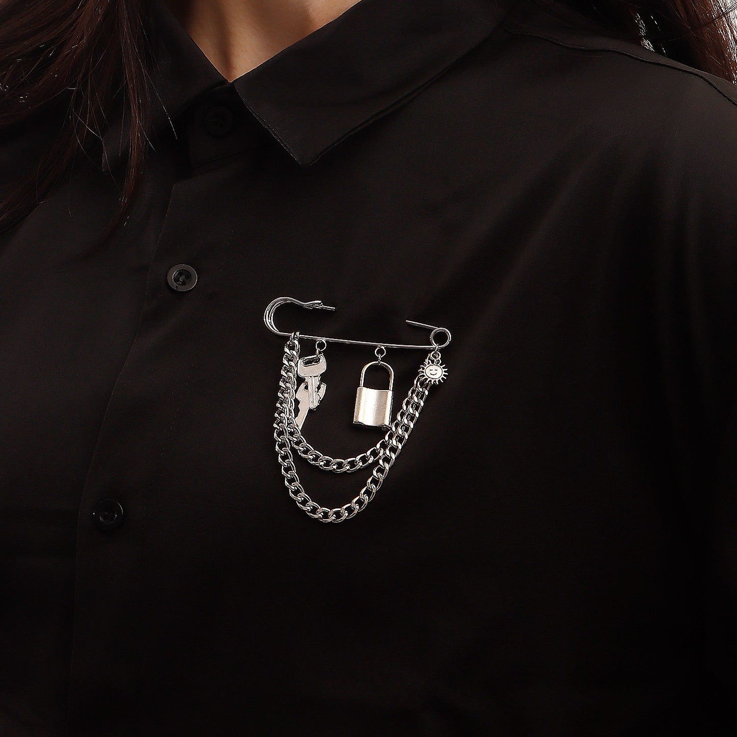 Punk Style Geometric Alloy Brooch with Plated Finish for Women