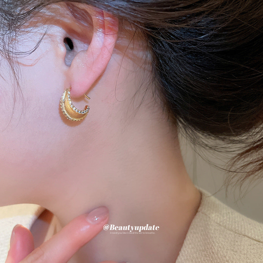 Pendientes de aro con diseño geométrico francés de cobre con incrustaciones de circonita para mujer, pendientes minimalistas a la moda
