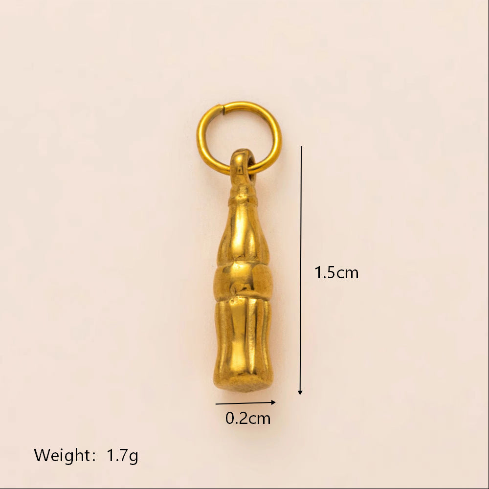 Vintage 18K Gold Plated Stainless Steel Geometric Floral Charm Bar