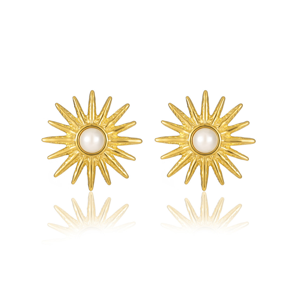Orecchini a perno da donna vintage a forma di girasole in acciaio inossidabile placcato oro