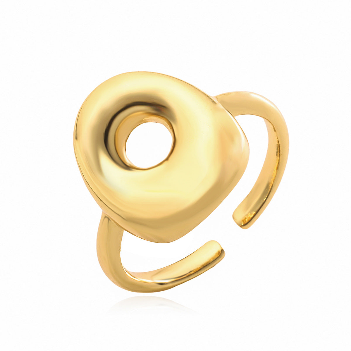 Anello da donna minimalista a lettera geometrica in rame placcato oro 18 carati con fascia aperta regolabile