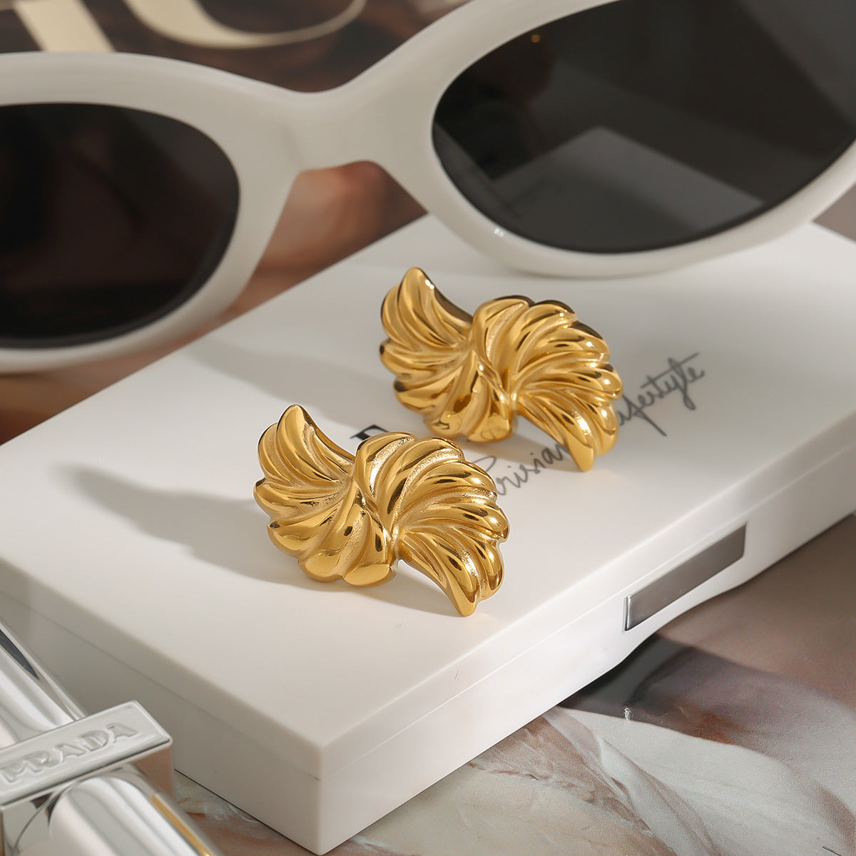 Pendientes Geométricos de Acero Inoxidable con Acabado Chapado para Mujer Pendientes Minimalistas de Moda de Inspiración Vintage