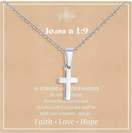 Elegant Business Geometric Cross Pendant Stainless Steel PVD Cable Chain Necklace Unisex