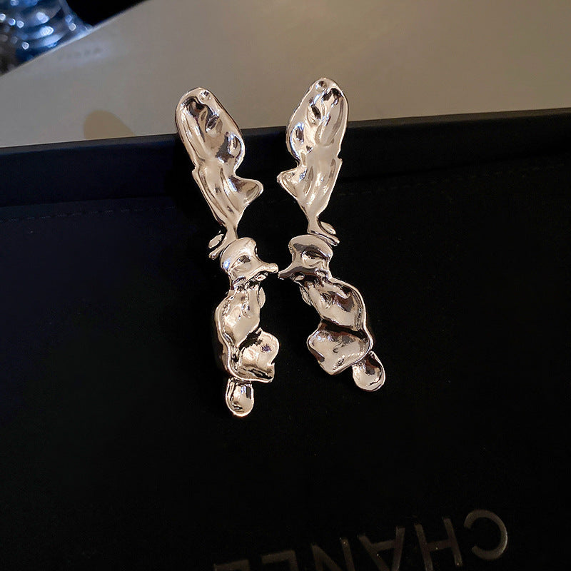 Orecchini a Nappa Geometrici Minimalisti in Metallo Placcato con Perni in Argento Sterling