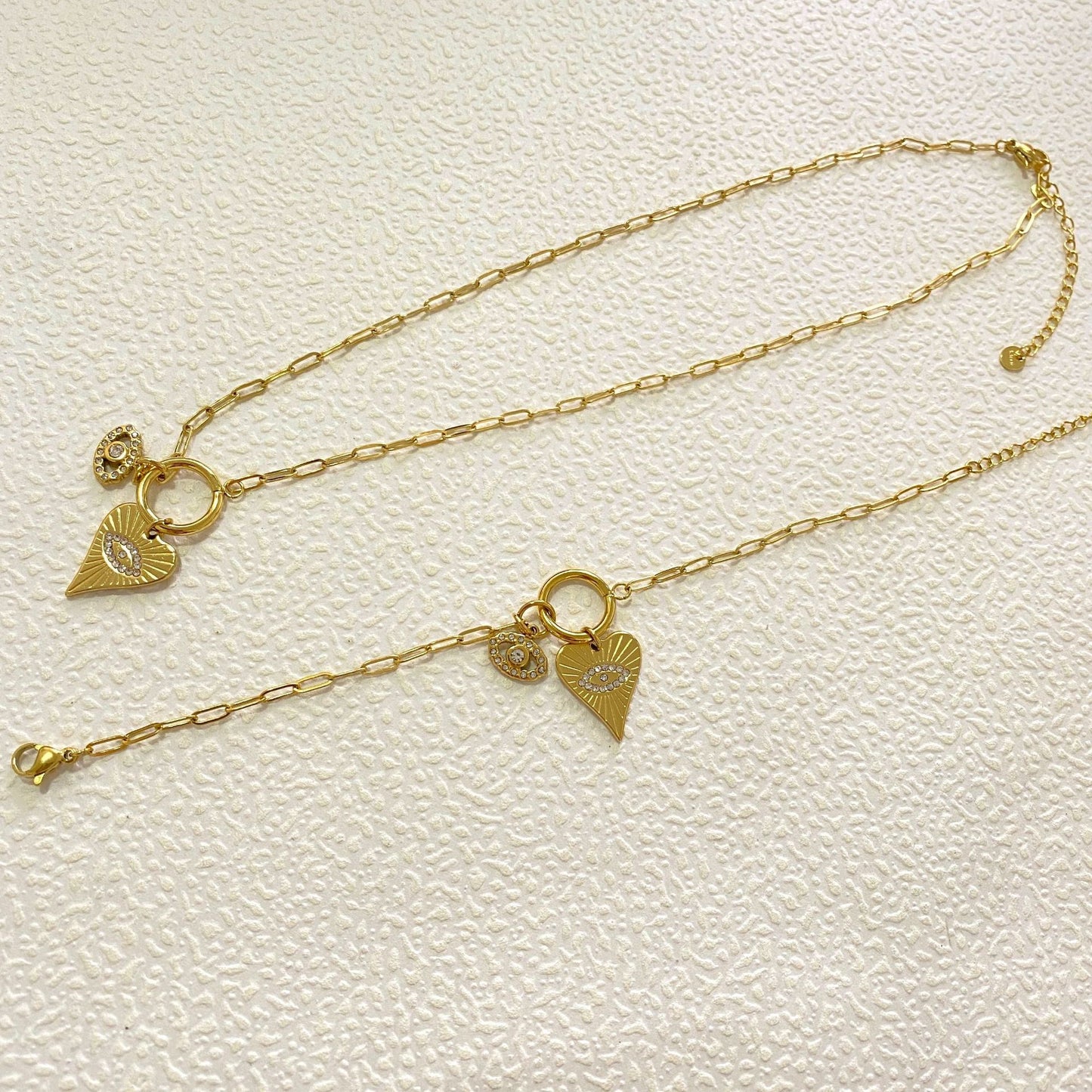 Unique Heart Evil Eye Stainless Steel Necklace