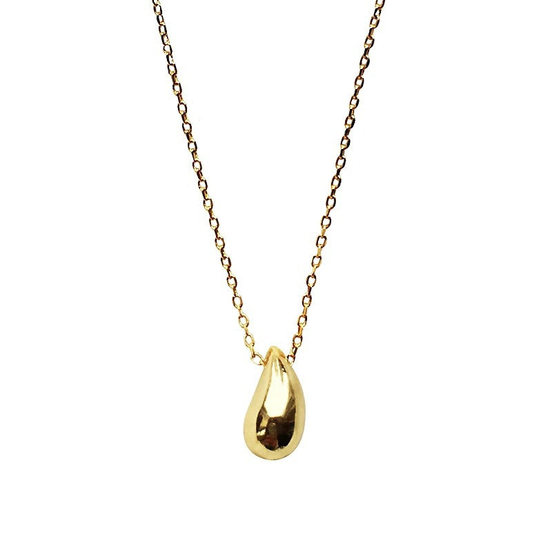 Collana pendente a goccia minimalista in acciaio al titanio da donna con finitura placcata e catena a O
